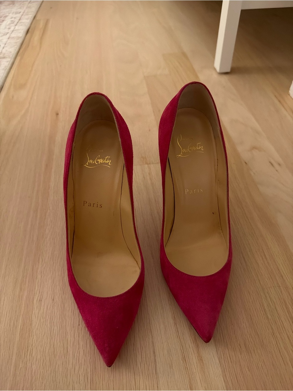 Christian Louboutin Magenta Suede Pointed-Toe Pumps